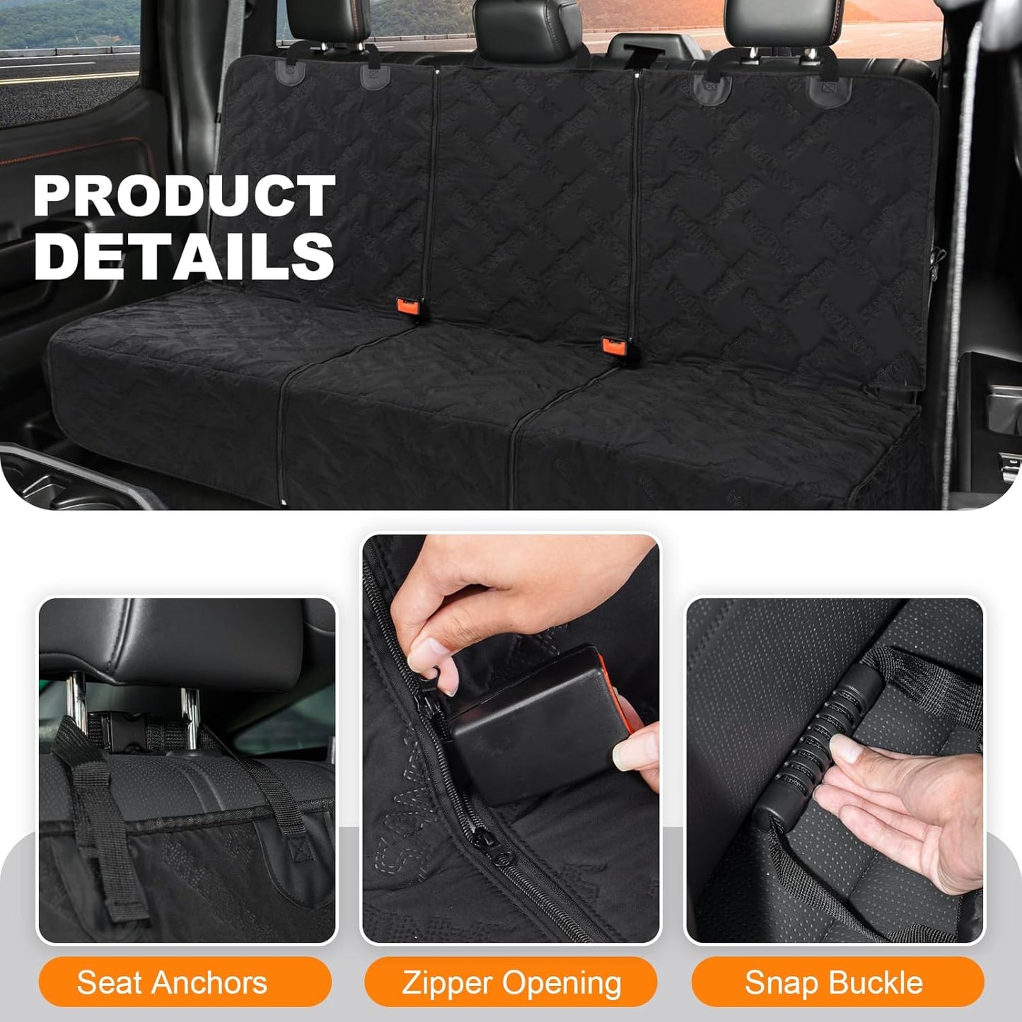 Dog Car Seat Cover for Back Seat, Waterproof & Scratch - Resistant Pet Seat Protector with Elastic Straps, Universal Fit for Ford F - Series/Toyota Tacoma/Ram Pickup & More Trucks