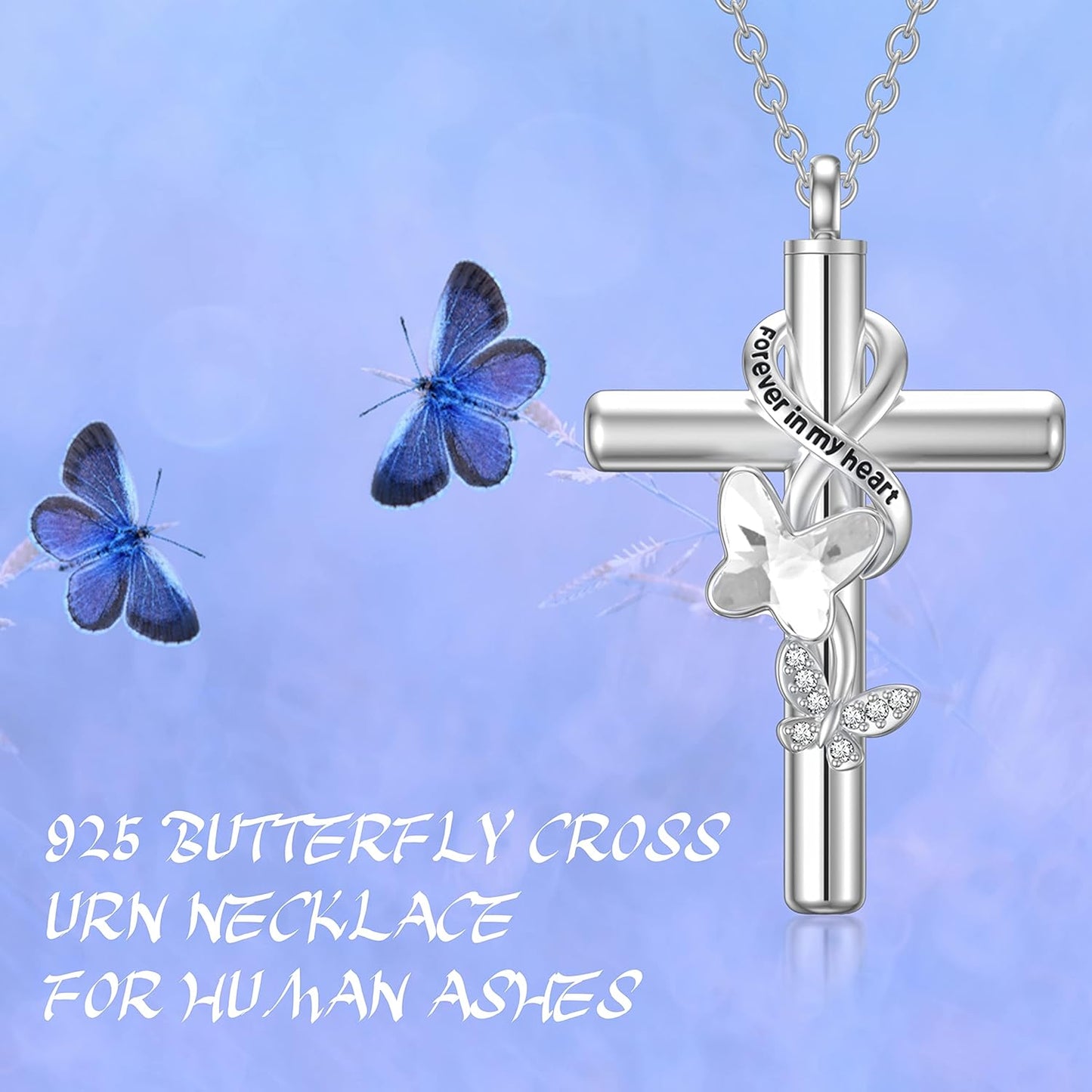 Cross Urn Necklace for Ashes 925 Sterling Silver Cremation Jewelry with Funnel Filler Kit Ashes Necklace for Human Women Girl Pets