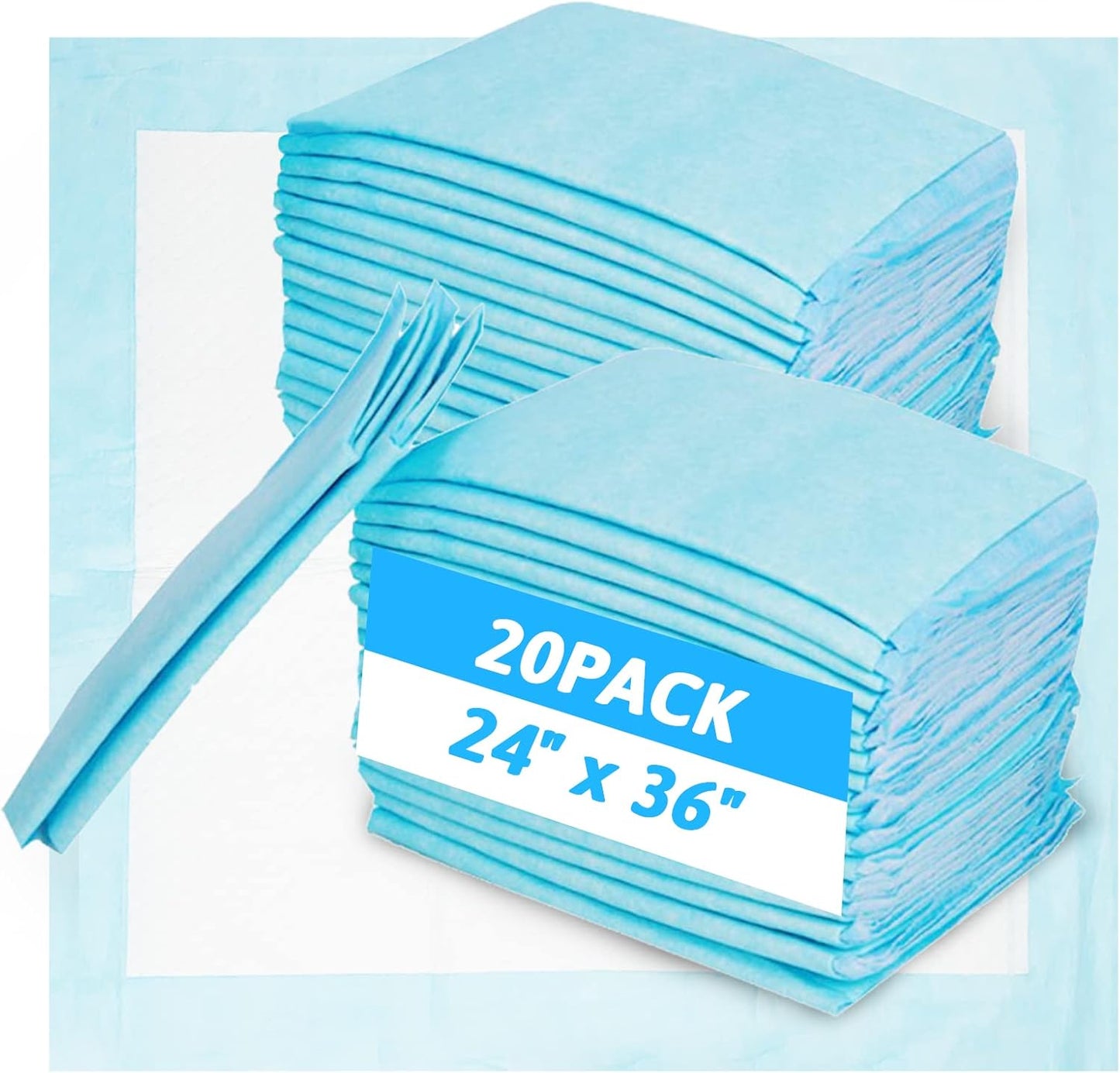 Fhiny Pee Pads for Dogs, 24" x 36" 20 PCS Extra Large Disposable Puppy Pads Leak-Proof Super Absorbent Potty Training Pad with Quick-Dry Surface for Cats Kittens Dogs or Other House Training Pets