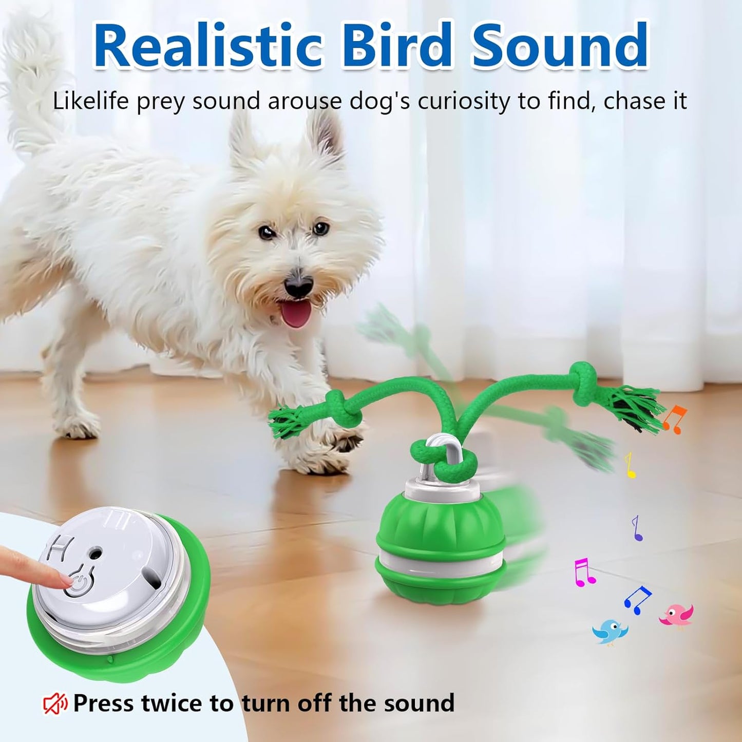 Interactive Dog Toys for Small Dogs, Automatic Moving, Motion Activated, Squeak, Active Rolling Dog Ball Wicked Ball for Daily Training