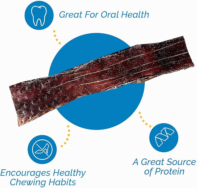 Esophagus Dog Treats - (12 Inches - 20 Count) 100% Natural, Flat Gullet Sticks for Dogs, Beef Jerky Dog Treats Strips, NO Preservatives, Hormones, or Antibiotics