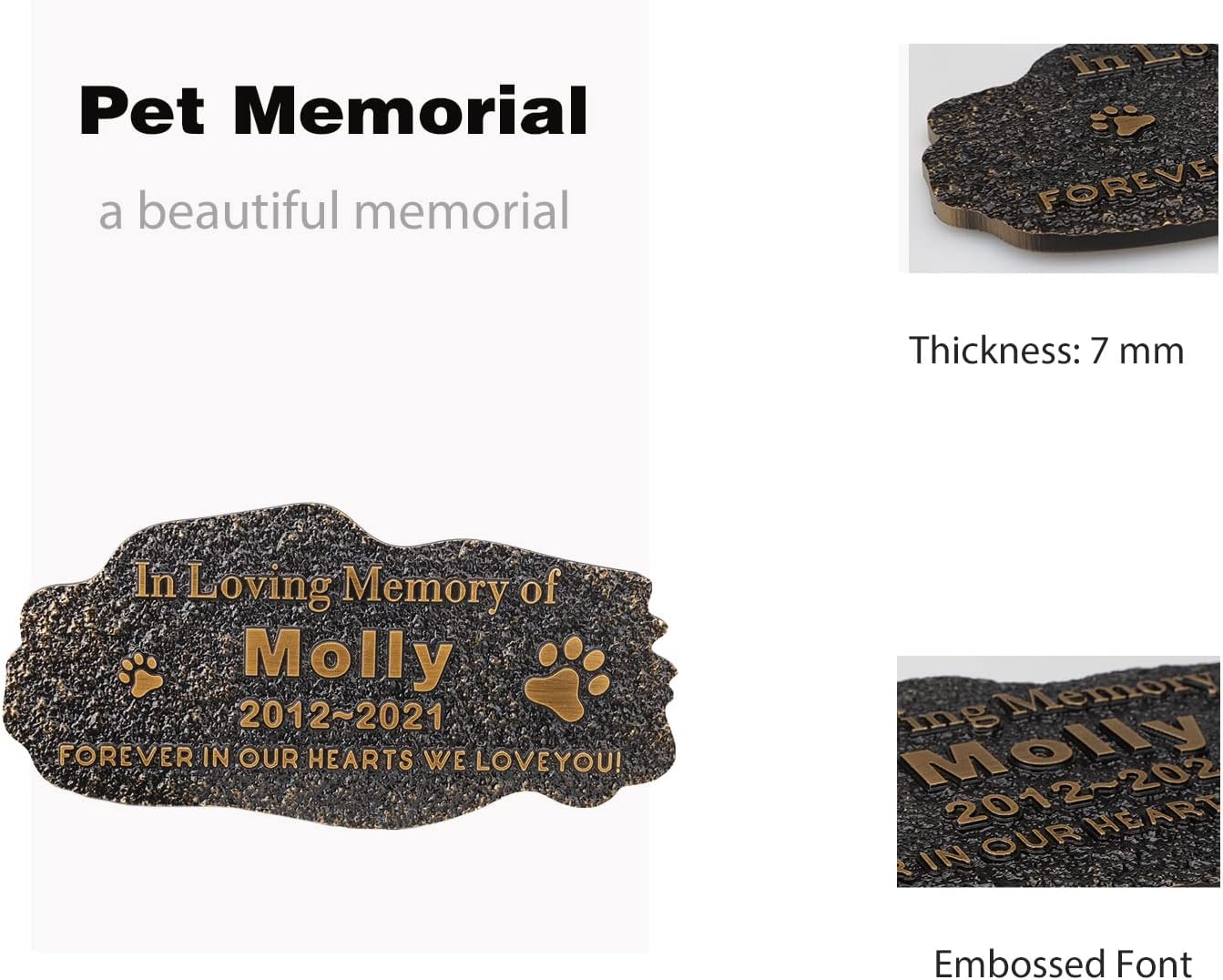 Pet Memorial Stone Plaque Pet Headstone,Customize Indoor/Outdoor Garden Plaque Grave Markers with Pet Name,Personalized Cat Dog Memorial Plaques,Loss of Pet Sympathy Gift-Acrylic Material