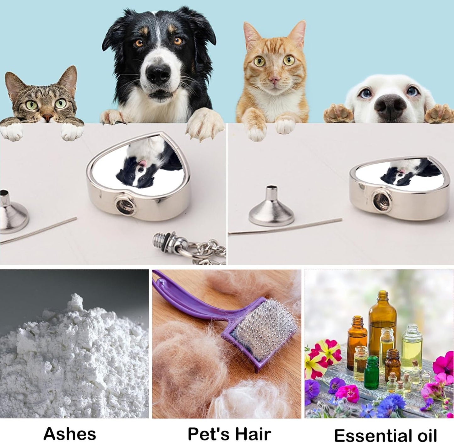 Custom Ashes Necklace Pet Memorial Gift with Photo Text,Personalized Dog/Cat Cremation Jewelry Keepsake.Double-sided customized heart-shaped pendant urn necklaces for dog cat lover Women and Men