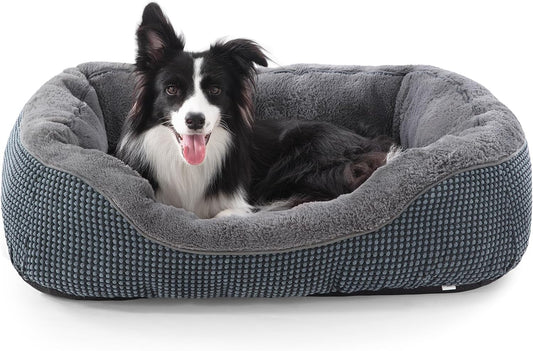 INVENHO Dog Bed Medium Size, Orthopedic Warming Soft Calming Sleeping Puppy Bed Durable Pet Bed with Anti-Slip Bottom M(30"x24"x9")