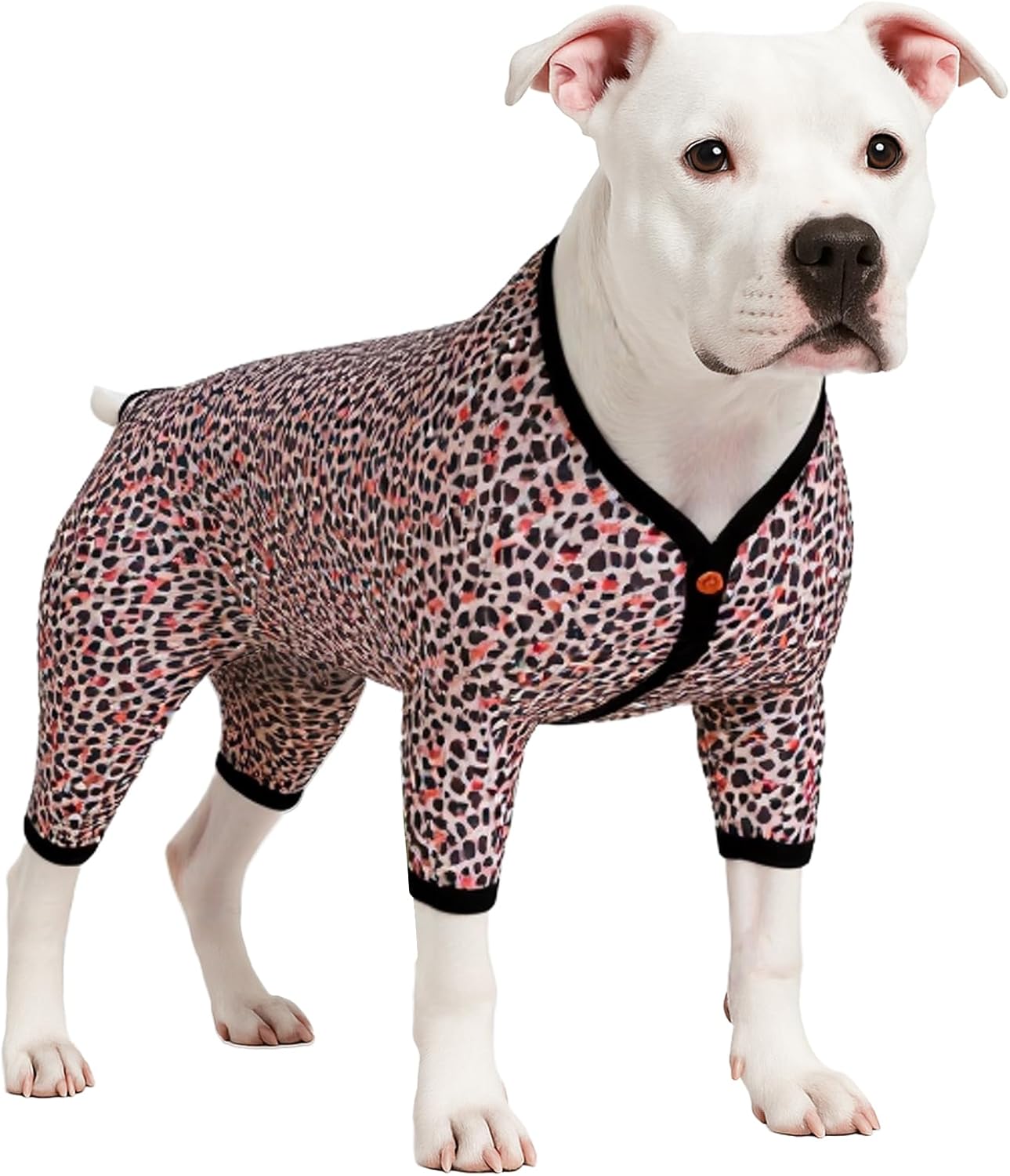 LovinPet Lovin Dog Pajamas, Double Brushed Stretch Knit, Neon Pink Cheetah Print, UV Protection, Pet Anxiety Relief Shirt, Lightweight Pullover Dog Pajamas, Pitbull Clothes, Leopard Pink 2XL