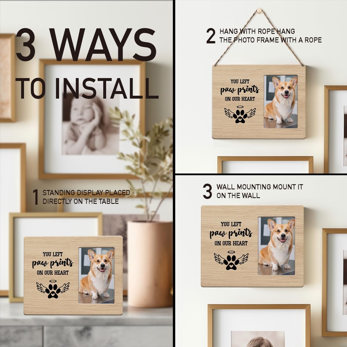 Pet Memorial Gifts for Dogs, Dog Memorial Gifts for Loss Of Cat, Pet Loss Sympathy Gift Picture Frame, Pet Loss Gifts, Pet Remembrance Gift Dog Cat Memorial Photo Frame for Desk Shelf Table Room Decor