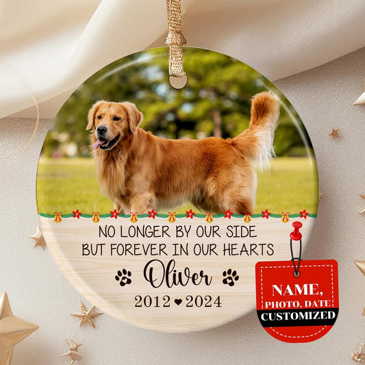 Personalized Wings Memorial Dog Christmas Ornaments - Forever in Our Hearts Acrylic Ornament for Your Loss Pet - Custom Photo, Name, Years (Memorial Dog Ceramic)