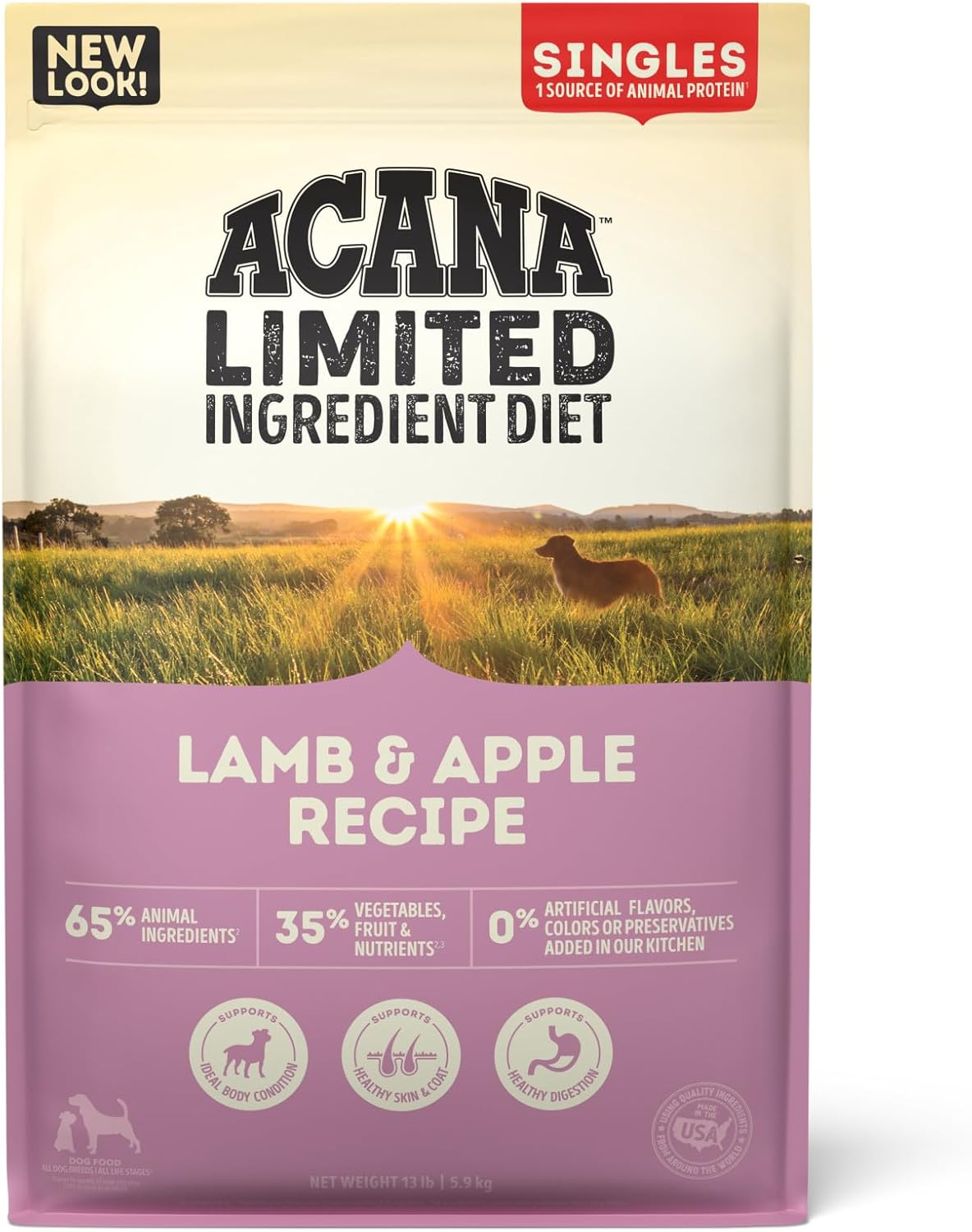 ACANA Singles Limited Ingredient Grain Free High Protein Dry Dog Food Lamb & Apple Recipe 13lb Bag