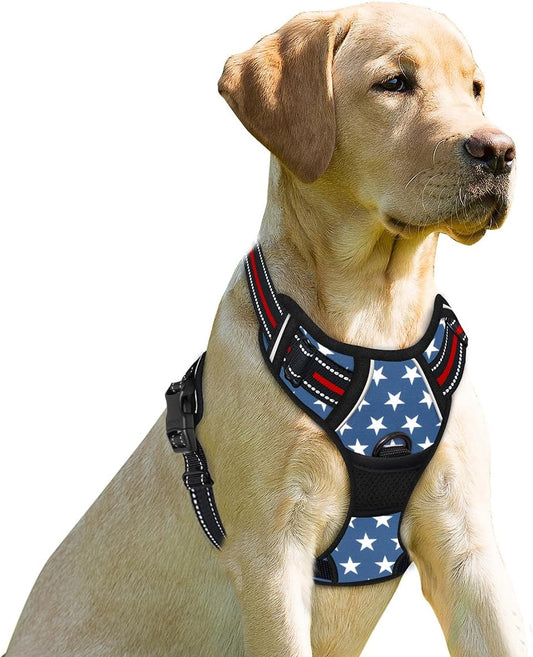 BARKBAY No Pull Dog Harness Front Clip Heavy Duty Reflective Easy Control Handle for Large Dog Walking(Star,XS)