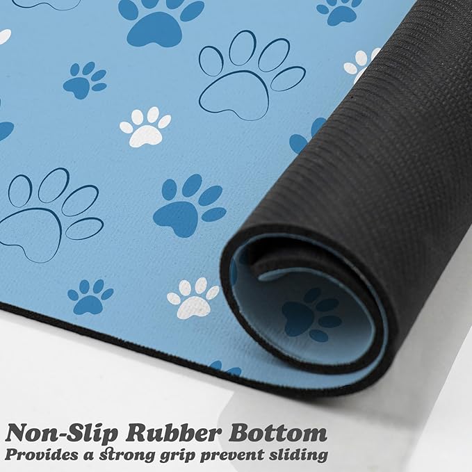 Dog Food Mat, Absorbent Water Bowl Mats Cat Pet Feeding Placemats Blue 12 * 20 inch