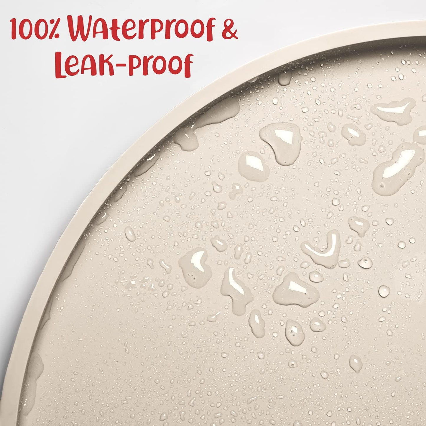 DogBuddy Dog Food Mat - Waterproof Dog Bowl Mat, Silicone Pet Mat for Food and Water Bowls, Nonslip Pet Feeding Mat with Edges, Dogs Food Mats for Floors, Puppy Supplies (White Sand)