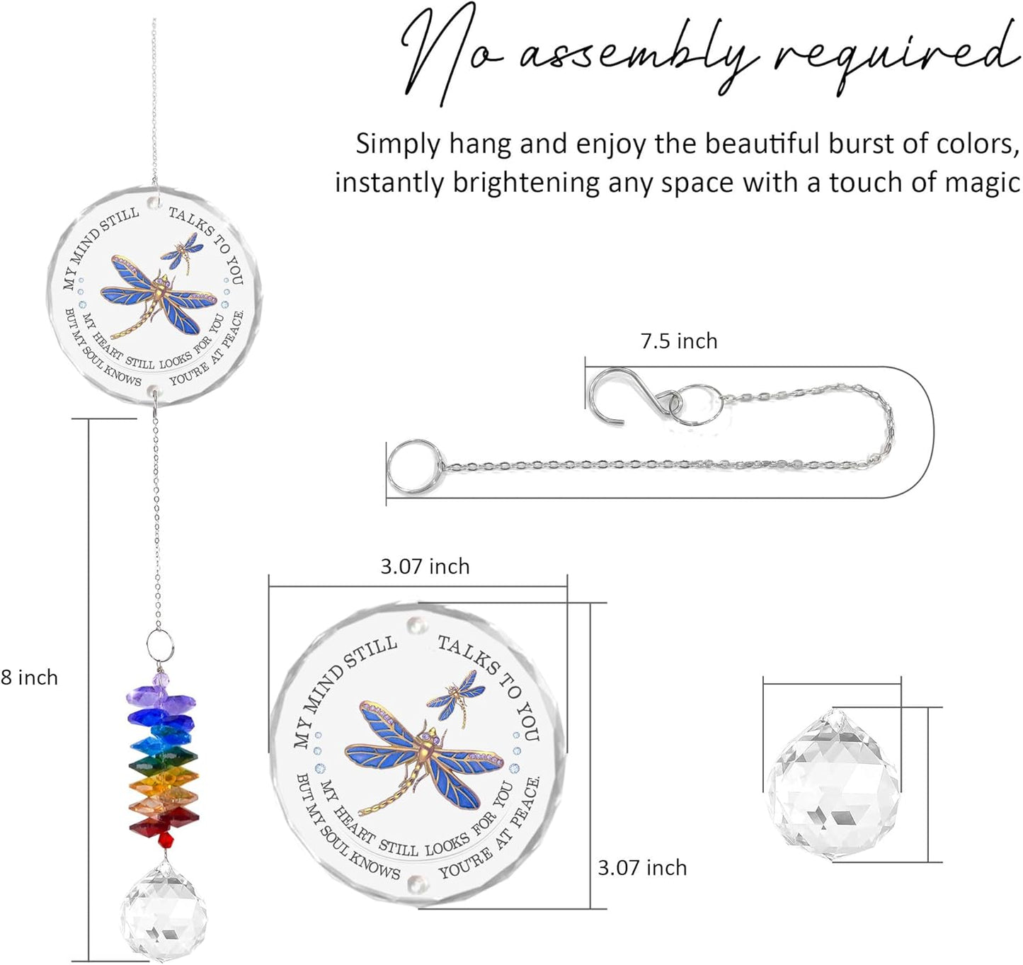 Memorial Suncatcher Sympathy Gift for Loss of Loved One - Crystal Rainbow Maker - Bereavement Keepsake - Hanging Crystal Decor - Suncatcher Ornament