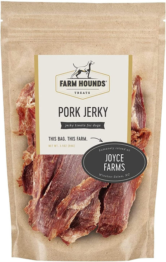 Farm Hounds - Pork Jerky - Premium Natural Jerky for Dogs - 100% Humanely Raised Pork - Break-to-Size - Great for Training & Treats - No Added Fillers - Made in USA - 3.5 oz - 1 Pack