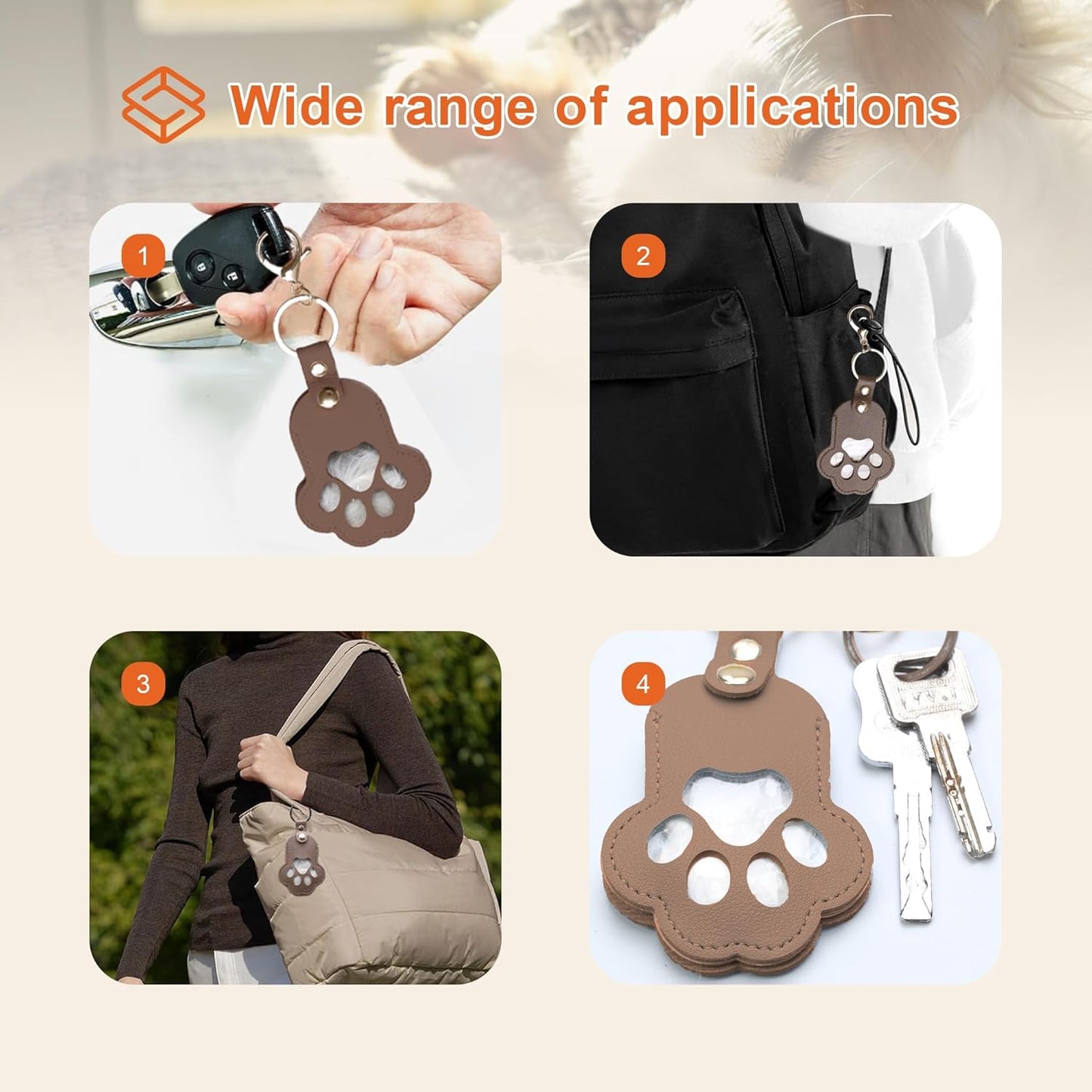 Pet Memorial Keychain Dog Paw Keepsake Photo Holder Heartfelt Memorial Gift for Loss of Dog and Cat Holds Fur and Pictures Keychain or Bag Charm for Bereaved Pet Owners (2Pack Brown)