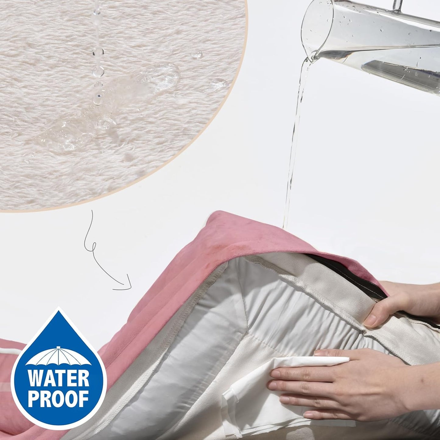 Comfort Expression Large Dog Beds Waterproof Orthopedic Foam Dog Sofa Beds Comfy Pet Bed with Washable Removable Cover & Non-Slip Bottom(Large,Pink)