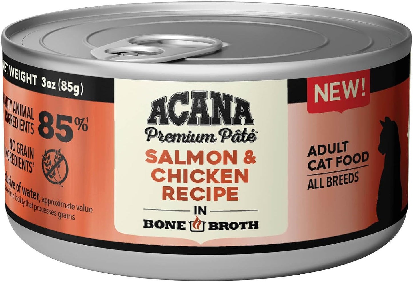 ACANA Premium Pate Wet Cat Food in Bone Broth Salmon + Chicken Recipe 3oz Cans (24 count)