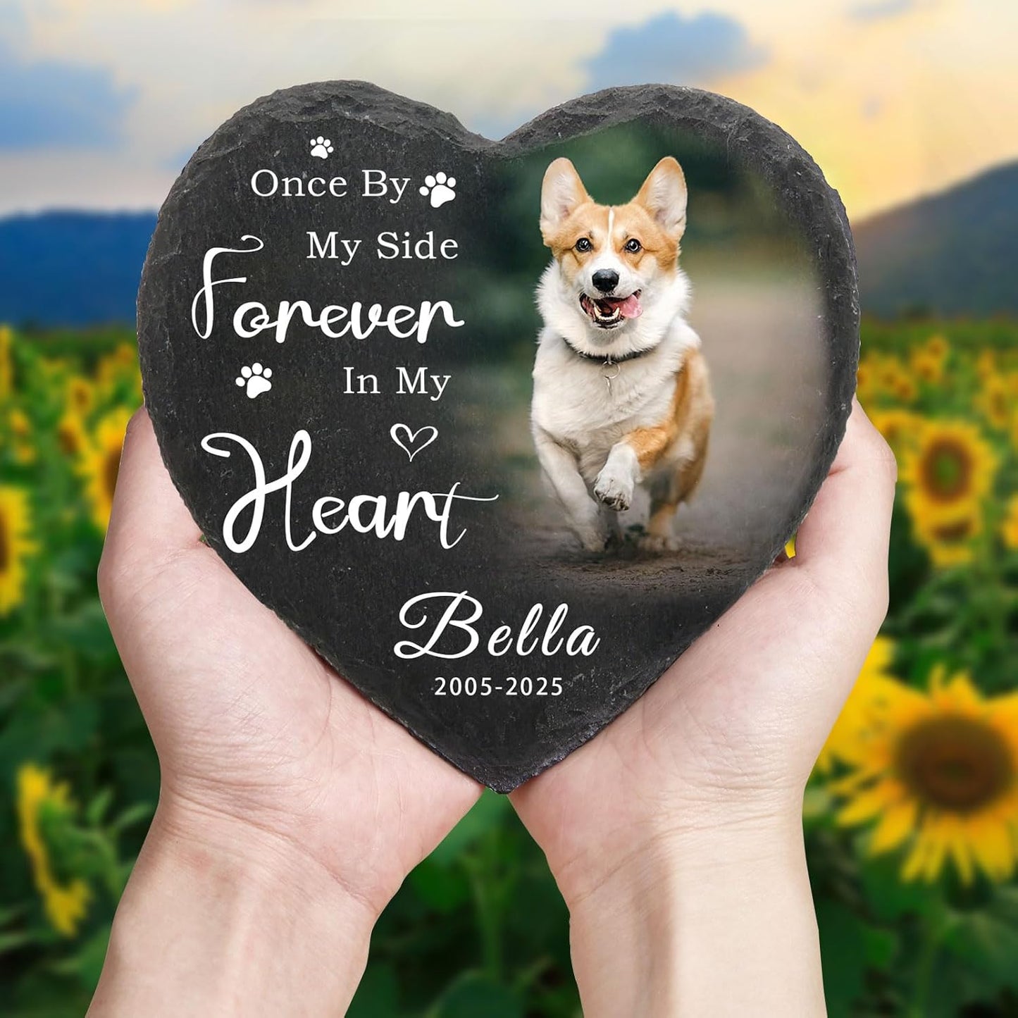 Dog Memorial Gifts for Loss of Dog Cat,Personalized Pet Memorial Stone with Photo Name,Custom Pet Remembrance Gifts,Cat Memorial Sympathy Gift,Dog Passing Away Gifts,Memorial Plaques for Dogs