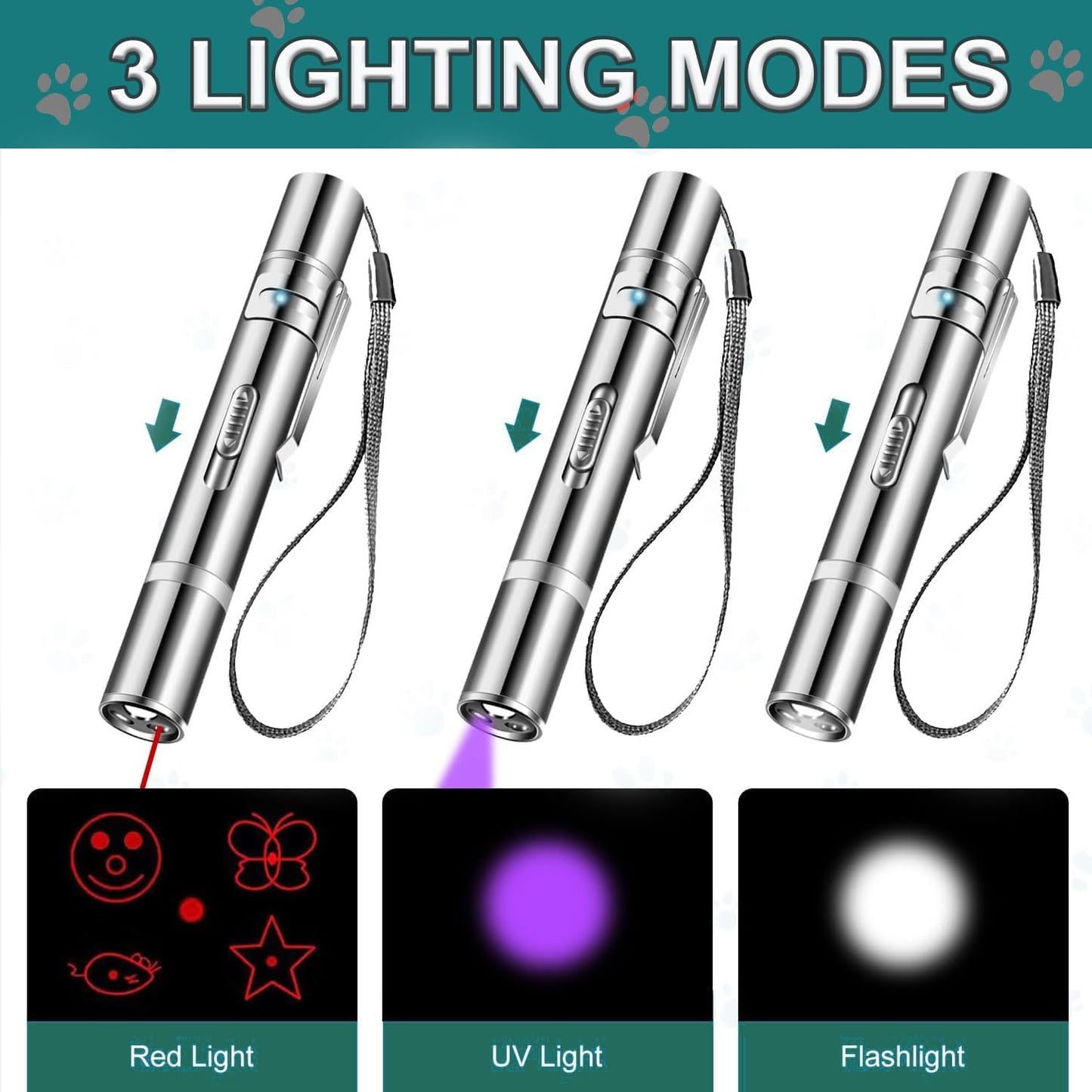 IVVTRYI Laser Pointer 2 Cat Toys for Indoor, Rechargeable, 7 Adjustable Wand Red Light Pet Interactive Cat Mouse Toys to Keep Busyfor Kitten Dog Chase Play