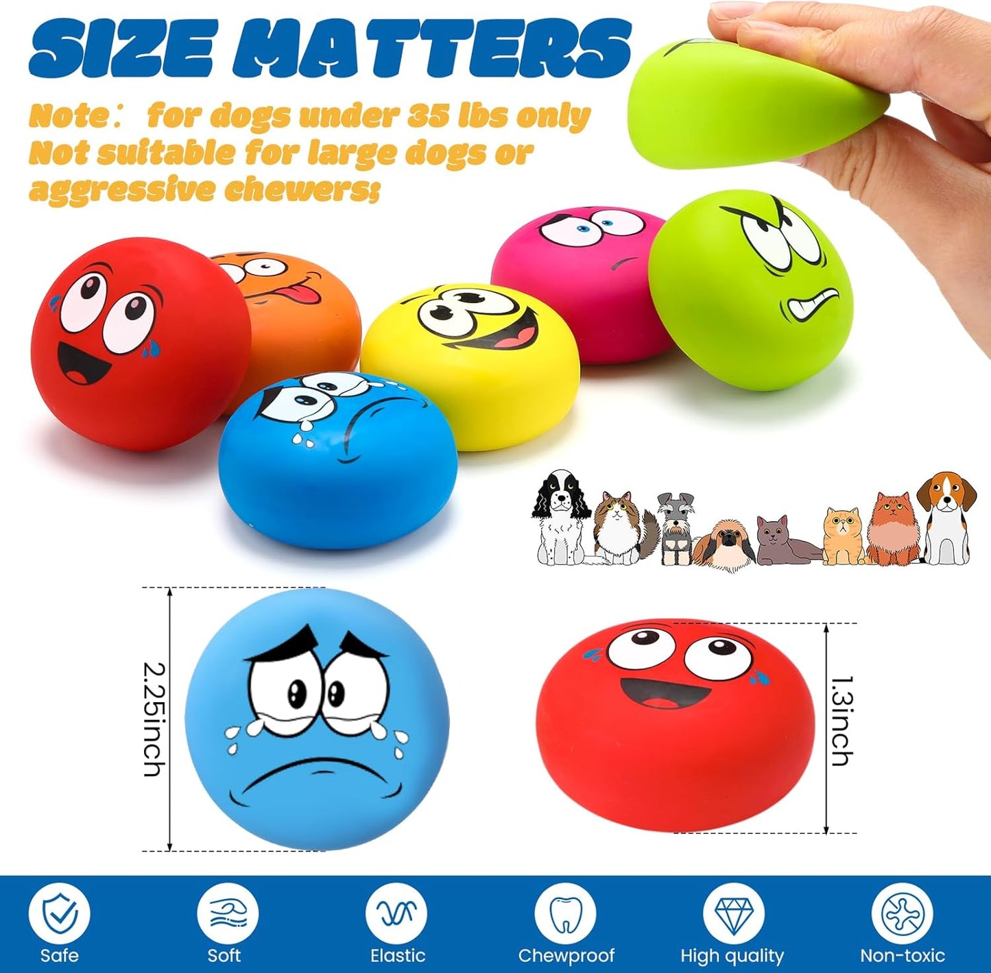 Hungdao 12 Pcs Squeaky Dog Toys Latex Rubber Squeaky Ball Smile Face Emoticon Dog Toys Chewing Interactive Ball Bulk Puppy Lovers Gift for Small Medium Pets Doggie Training (Cute Style)