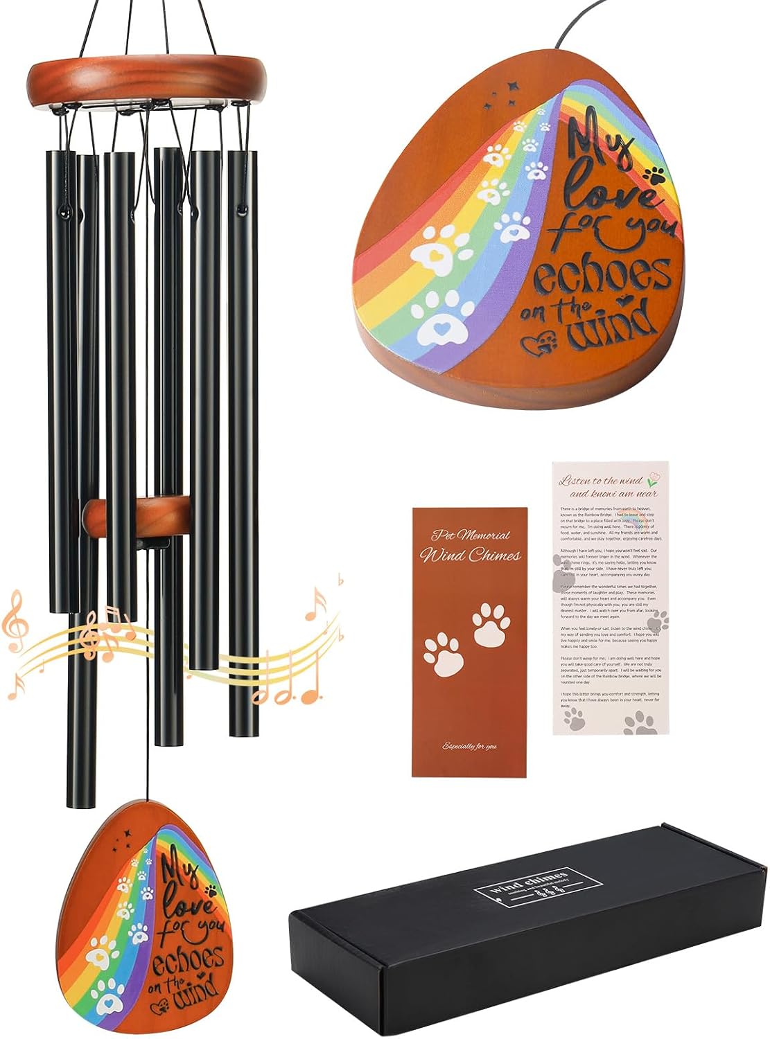 Dog Memorial Gifts for Loss of Dog, Pet Memorial Gifts for Dogs, 26" Pet Memorial Wind Chimes for Loss Dog, Loss of Dog Sympathy Gift, Dog Wind Chime with Rainbow Bridge for Outside Garden Patio