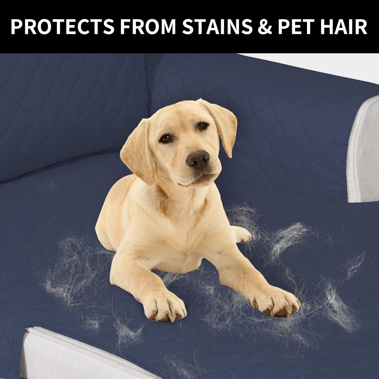 Easy-Going Reversible Chaise Lounge Couch Cover Water Resistant Sofa Cover Sectional L Shaped Sofa Slipcover with Adjustable Straps Furniture Protector for Dogs (115X34 in, Dark Blue/Dark Blue)