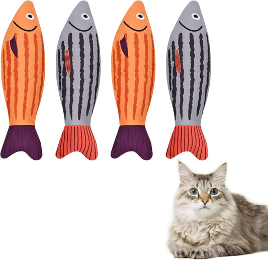 Cat Toys, Catnip Toys for Cats, Soft and Durable with Rattle Sound, Interactive Kitten Toys for Indoor Cats, Cat Chew Toy for All Breeds (4Pack, Sardine)