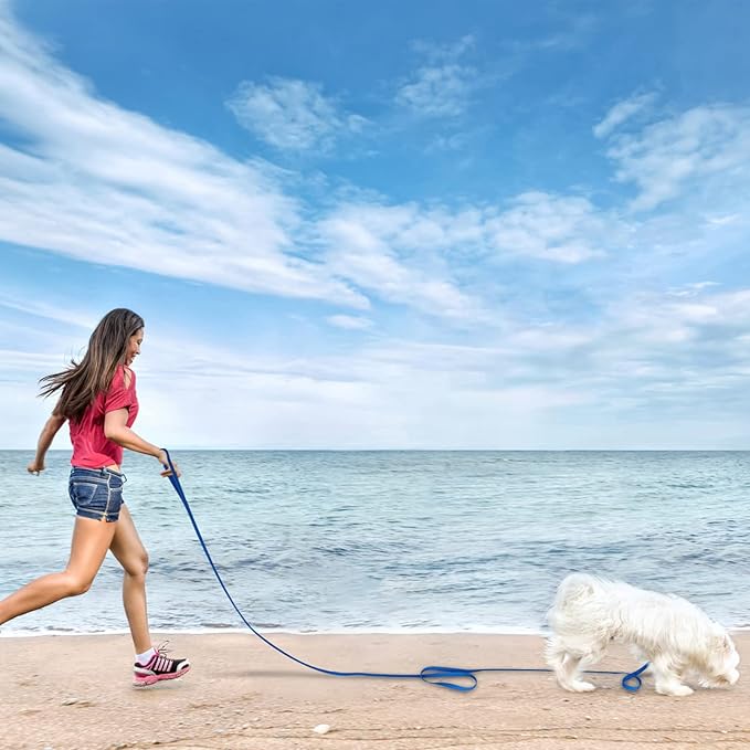 Wolfone 9m Blue Heavy Duty Robust Training Dog Leash with Anti-Slip Handle，Waterproof Long Dog Leash for Outdoor Activities