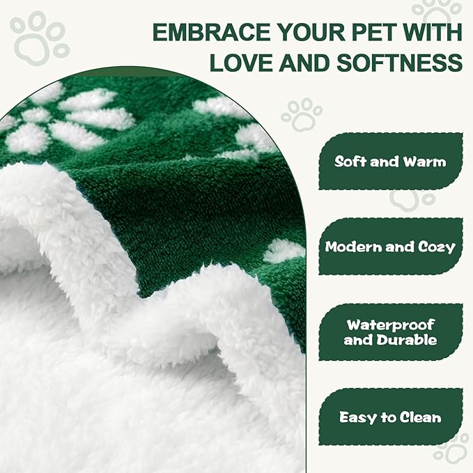 Waterproof Blanket for Dog Cat or Adult, Cute 3D Textured Flower Dog Blanket for Bed Couch Sofa, Soft Liquid Pee Proof Pet Furniture Protector, 50"x60", Green
