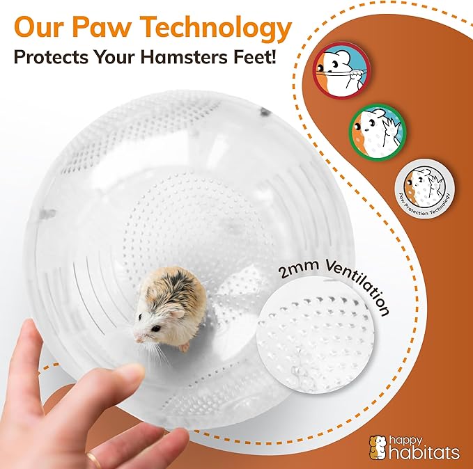 Clear Hamster Exercise Ball (7”) – Sturdy Dwarf Hamster Ball for Safe, Active Play – Ventilated Small Animal Toys for Gerbils, Mice & Other Small Pets – Must-Have Pet Rat Accessories