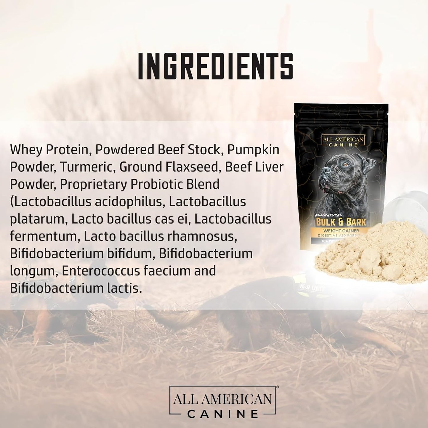 Dog Weight Gainer + Digestive Aid Formula, Natural Health Supplement Food Topper, Weight Gain Supplements for Dogs, & Dog Muscle Builder - 60 Servings