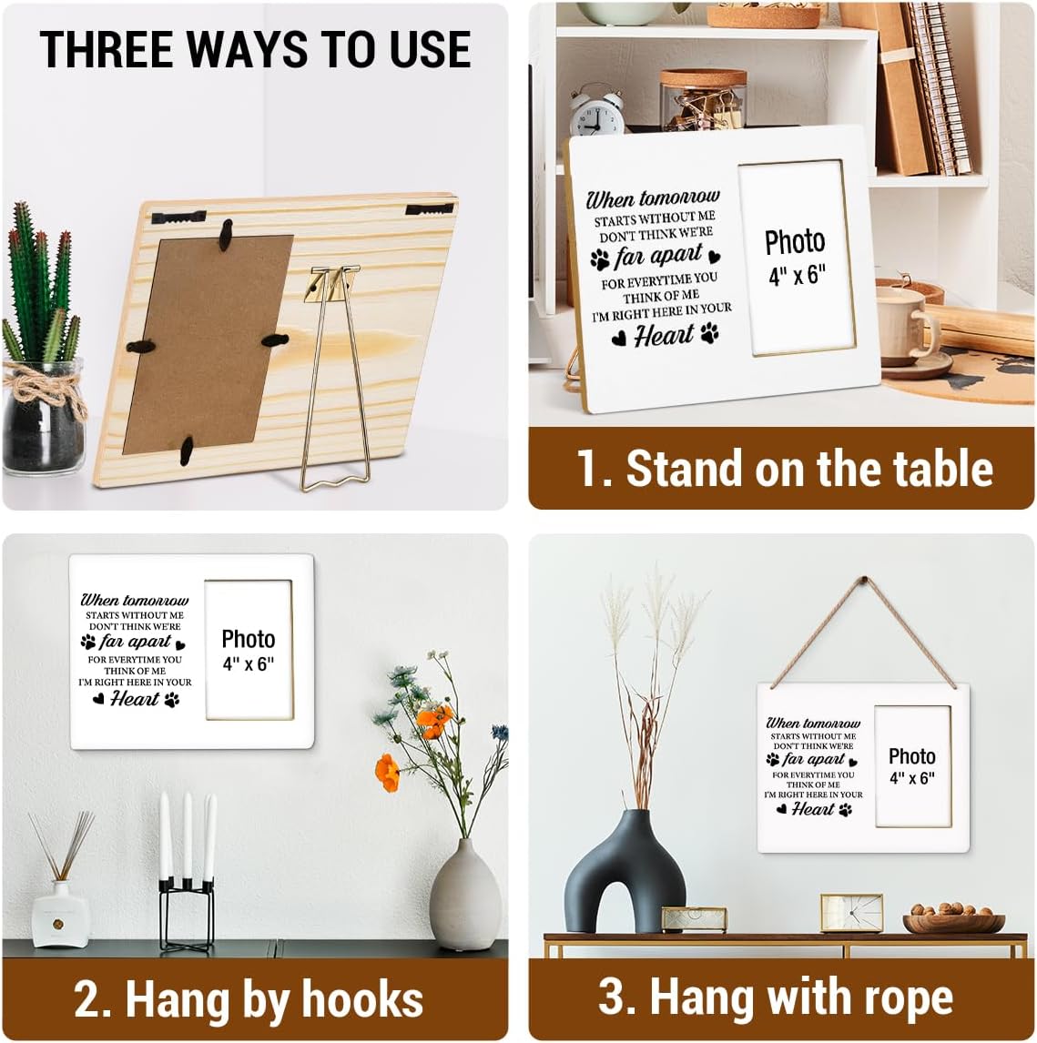 Pet Memorial Gifts for Loss of Dog Photo Frame, Sympathy Gifts for Pet Lovers, Passing Away Bereavement Remembrance Memorial Gift for Loss of Dog Cat Wooden Picture Frames, Photo 4 x 6 Inches