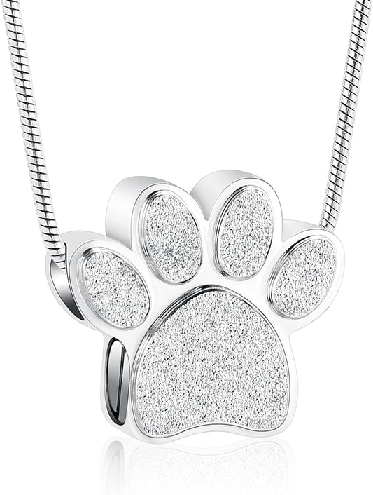 Pet Urns For Dogs/Cats - Pet Ashes Necklace - Paw Print Urn Necklace with Mini Keepsake Urn Memorial Ash Jewelry