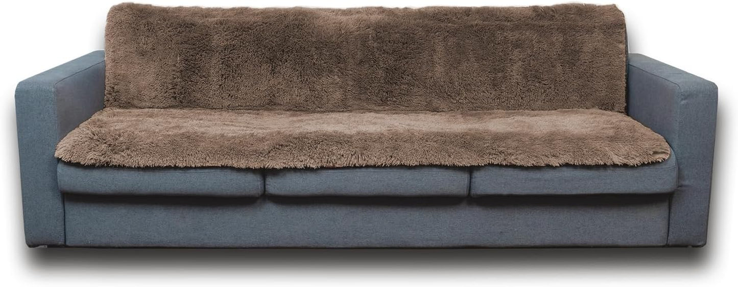 Dogs/Cats Bed Mats, Dog Pad Washable Removable Couch Cover with Anti-Slip Back, Plush Long Fur Mat, Perfect for Small, Medium and Large Dogs.(Brown, 52"x82")