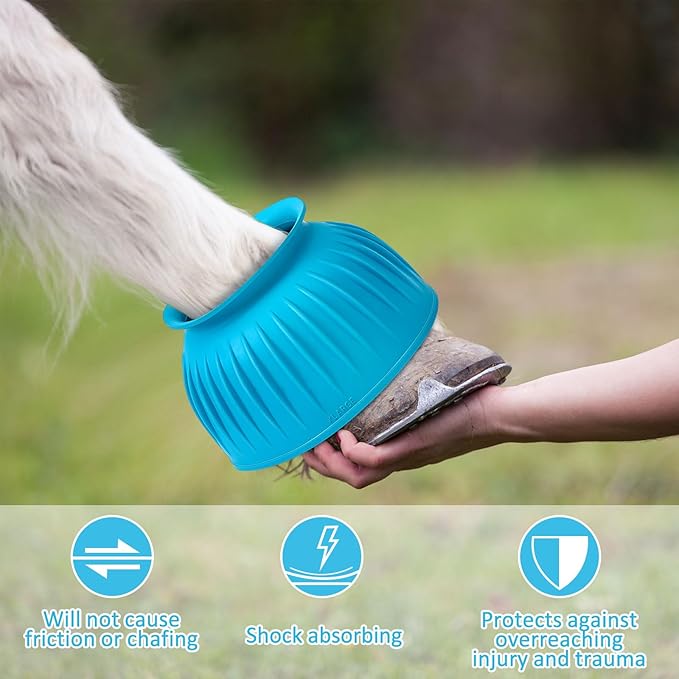 Abbylike Horse Bell Boots Protect Against Hoof Impact Trauma Rubber Bell Boots Horse Care for Turnout No Rub Design Comfort Quick Wrap Hook and Loop