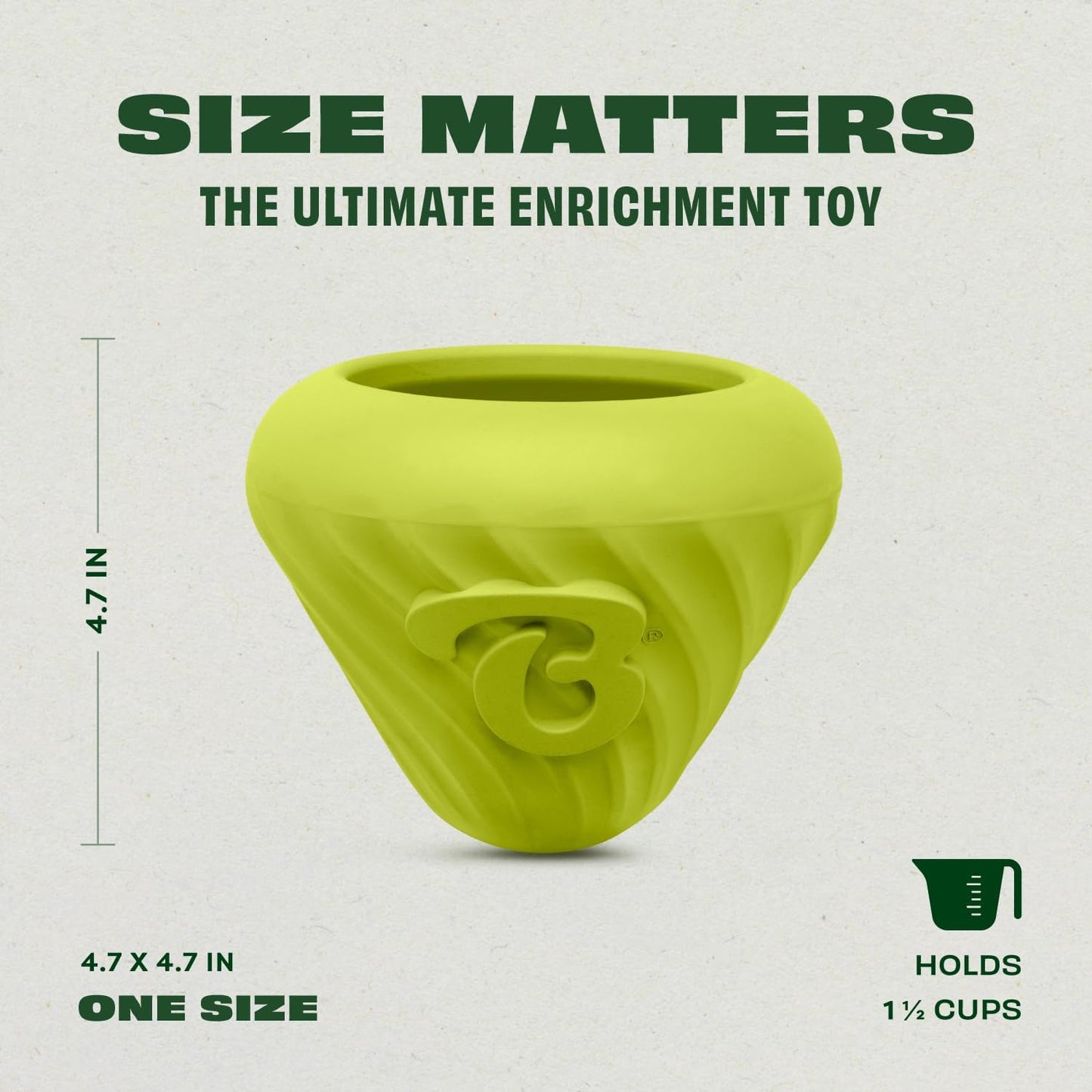 Benebone Natural Rubber Cone Interactive Enrichment Treat Dispensing Dog Toy - Slow Feeder - Great for Meals and Boredom