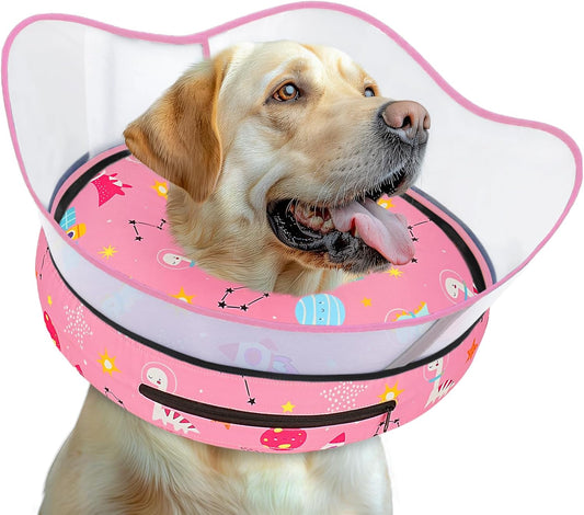 Elevated Inflatable Dog Cone Collar to Stop Licking, Dog Donut Collar After Surgery, Soft Pet Cone Alternative for Small Medium Large Dogs