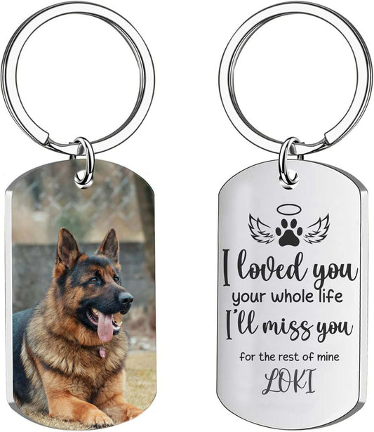 Personalized Pet Memorial Keychain for Loss of Dog Custom Keychain with Dog Picture Customized Sympathy Keyring