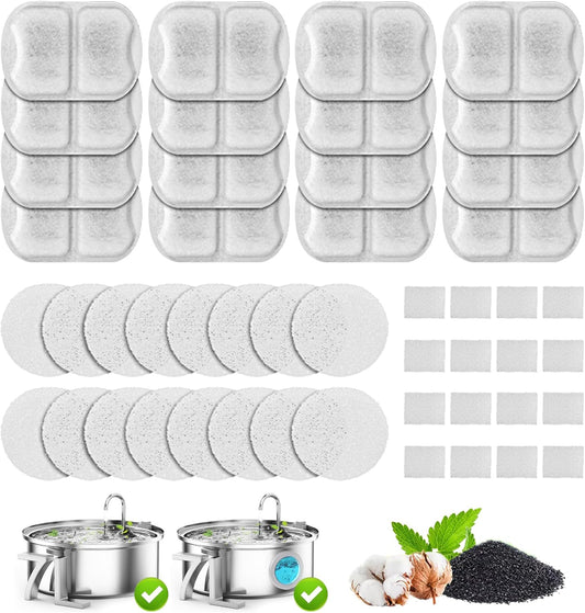 Dog Water Fountain Filter,Compatible with Large 7L/230oz/1.8G Stainless Steel Pet Water Fountain,Multi-Filtration 16 Set Dog Fountain Filter Replacement.