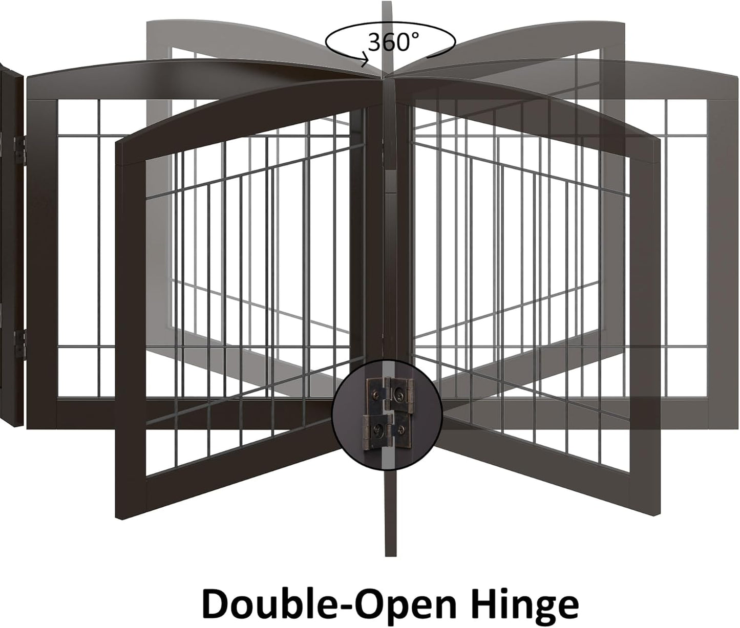 Dog Gate - 4 Panel Foldable Pet Gate Indoor for Doorways, House, Stairs, Freestanding Gate for Dogs - 80x24 -Inch Puppy Safety Fence by PAWLAND, Espresso