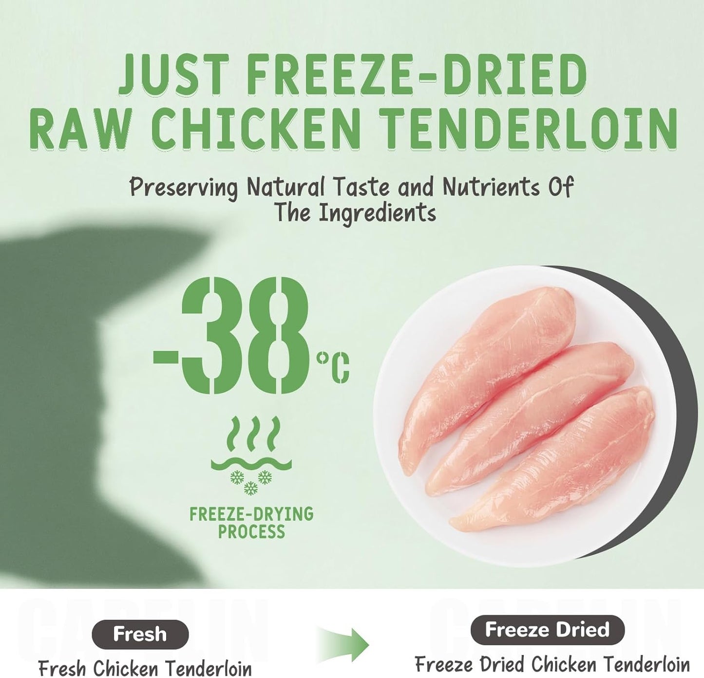 Freeze Dried Chicken Tenderloins Treats for Cats & Dogs, Single Ingredient, Premium Quality High Protein Training Treats, Low Fat for Weight Management, Grain Free, Gluten Free, Filler Free