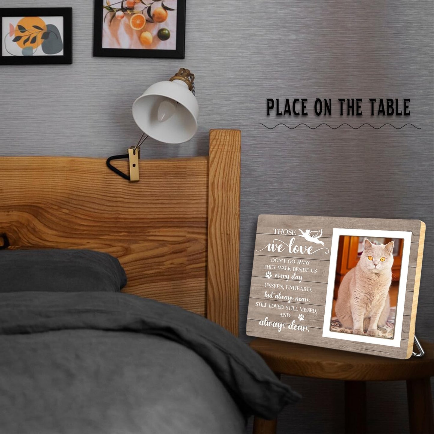 Cat Picture Frame, Cat Memorial Wooden Photo Frame, Pet Remembrance Gift, Sympathy Gift for Pet Owner, Cat Memorial Gifts for Loss of Cat, The Best Angels Have Wings and Whiskers