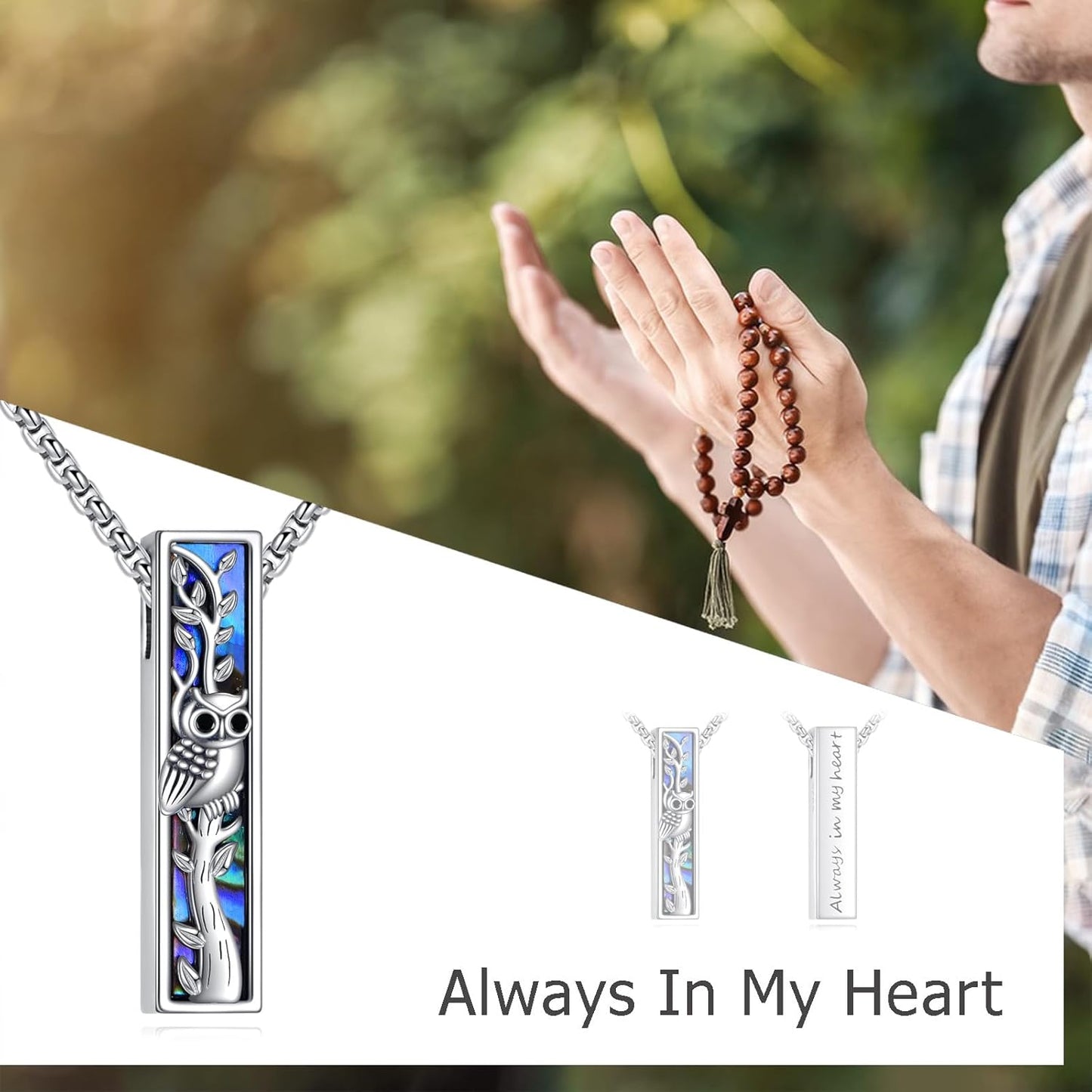 Urn Necklaces for Ashes Sterling Silver 3D Vertical Bar Memorial Pendant for Loved Ones Keepsake Cremation Jewelry Gifts for Women Men