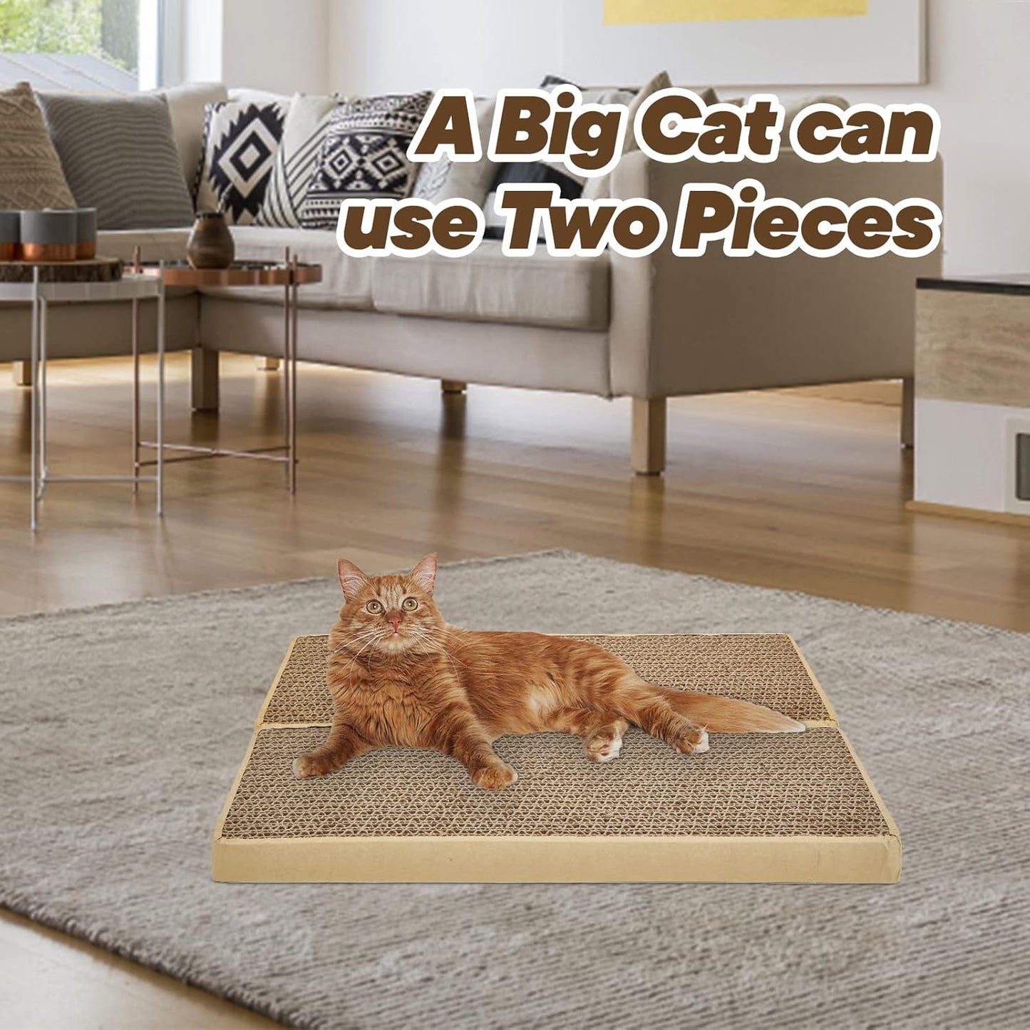HappyFreeSX Splicing Cat Scratch Pad: Cat Scratchers for Indoor Cats and Kitten, 2 Pack Cat Scratching Pad, Cat Scratcher Cardboard, Cat Scratching Pad, Premium Scratch from Cats, Double-Sided Design
