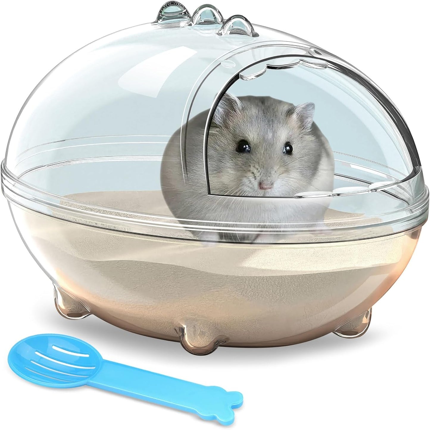 Hamster Bathroom,Hamster Bathtub Box,dust Bath for Hamster,Hamster Sand Bath Container,Hamster Bath,Hamster Bathing Bowl,Transparent Hamster Bathtub Toilet for Hamster Accessories (S)