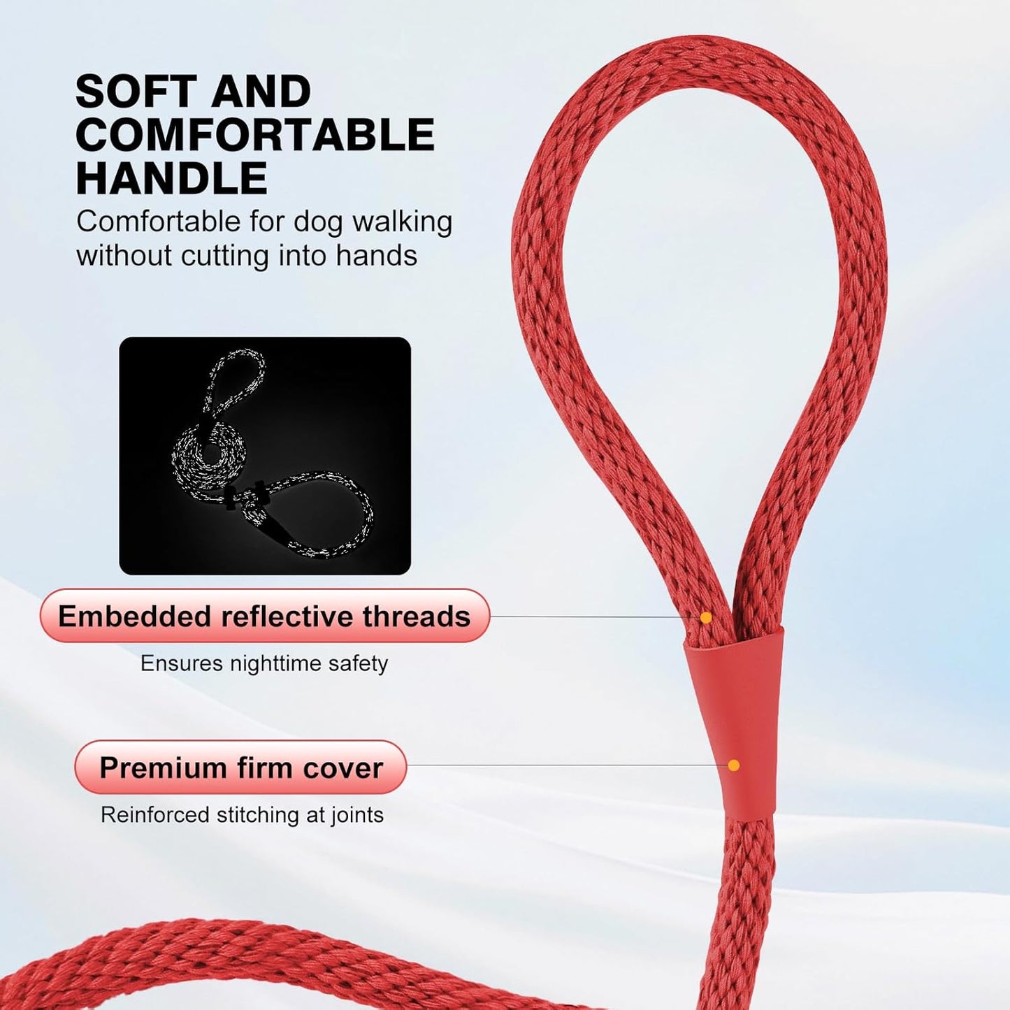 Lynxking Dog Leash Slip Lead Reflective Breathable Rope Comfortable Strong No Pull Slip On Pet Training Lead for Dogs