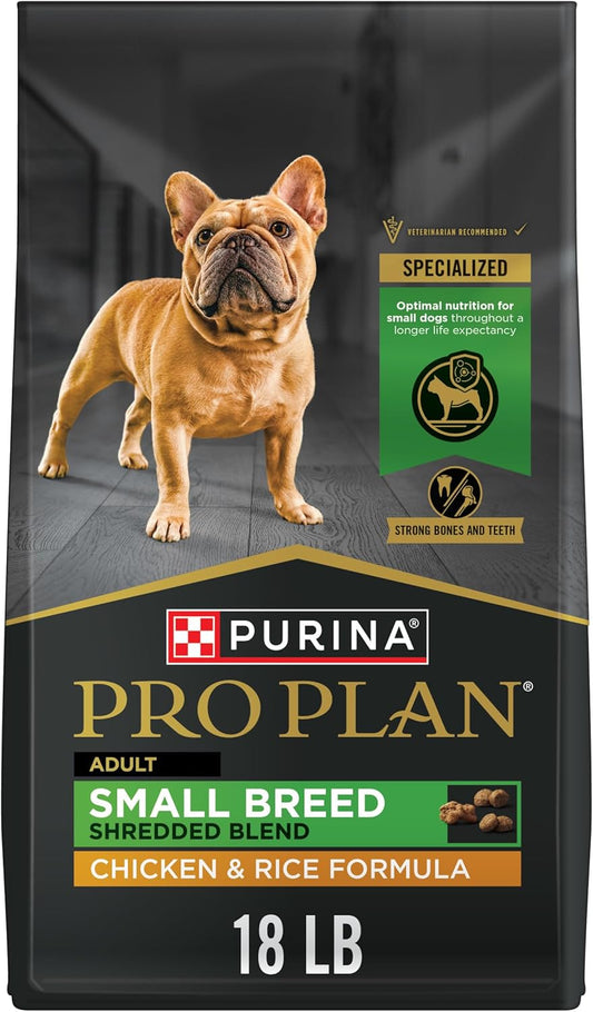 Purina Pro Plan Small Breed Dog Food Shredded Blend Chicken and Rice Formula With Guaranteed Live Probiotics - 18 lb. Bag