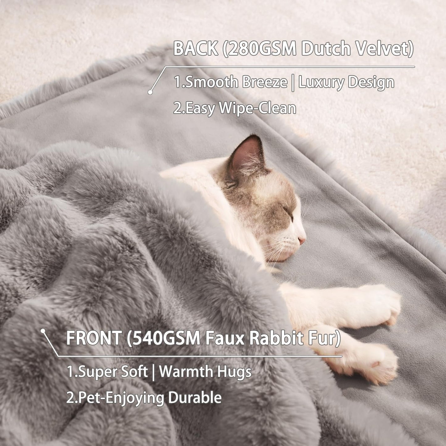 Dog Blanket Ultra Soft Fuzzy Faux Fur Cat Blankets for Indoor Cats Ultra Soft Plush Faux Fur Machine Washable Reversible Pet Throw Protector for Couch Furniture 28"X 22" Grey