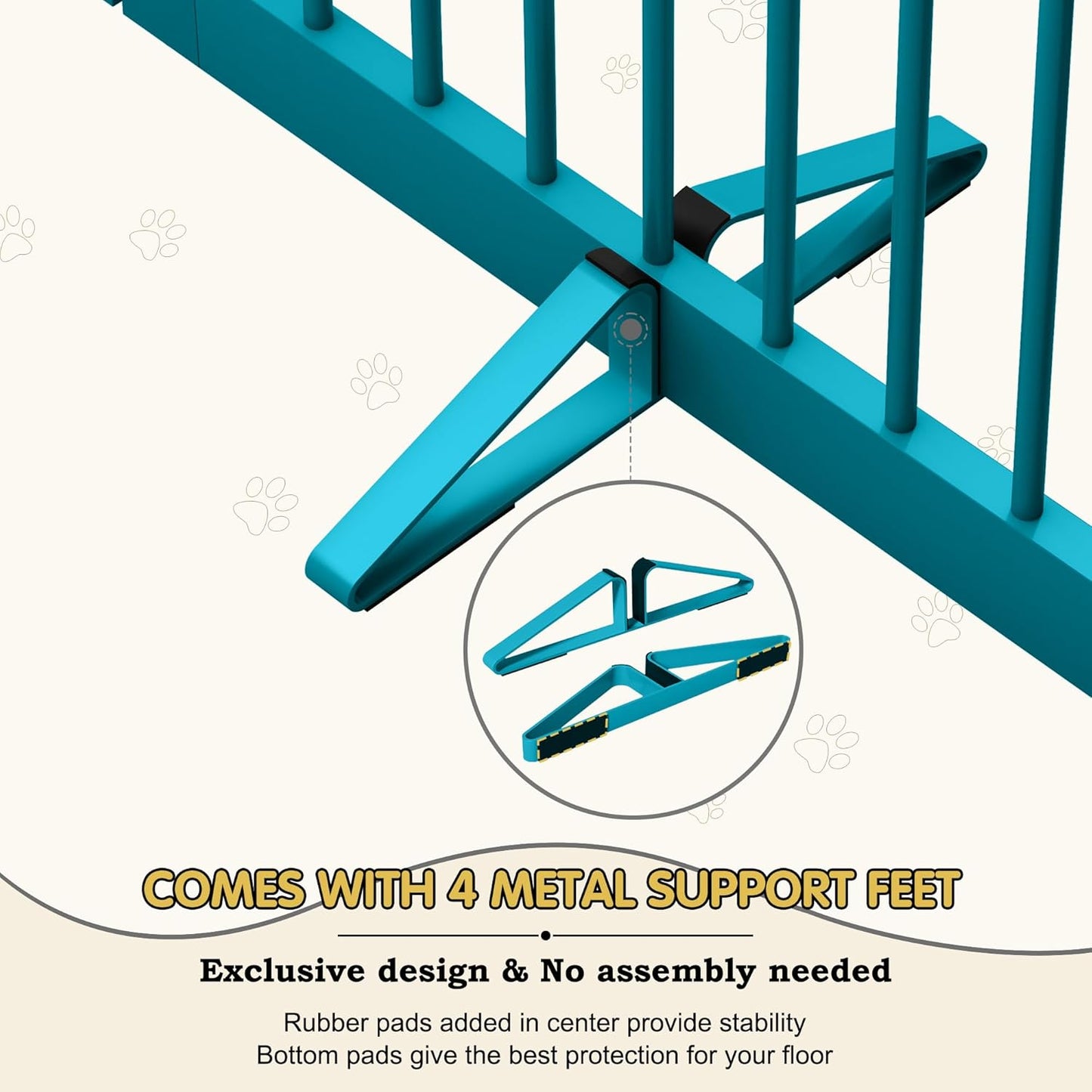 Freestanding Pet Gates with Walk Through Door, Dog Indoor Fence, Dog Gate for The House, Doorway, Stairs, Extra Wide Pet Gate, Support Feet Included, 120 Inch Wide, 6 Panels 24" Tall, Blue