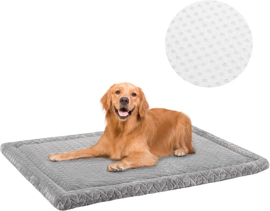 BEAUTYZOO Dog Bed Crate Pad 42 x 28 inch, Washable Dog Crate Mat for X-Large Sized Dogs, Anti-Slip Pet Crate Bed Kennel Pad, Durable Cozy Puppy Sleeping Mat Rectangle Mattress, Grey