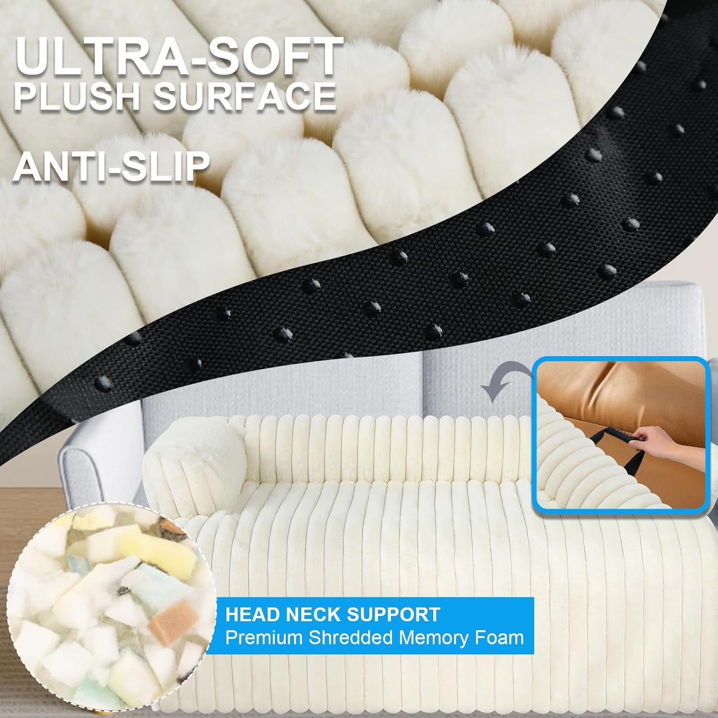 Luxurious Dog Couch Bed, Washable Calming Dog Couch Cover, Removable Couch Protector for Dogs, Waterproof Sofa Bed, Pet Bed Mats for Couch, Pet Couch Covers for Sofa(White, XXL)